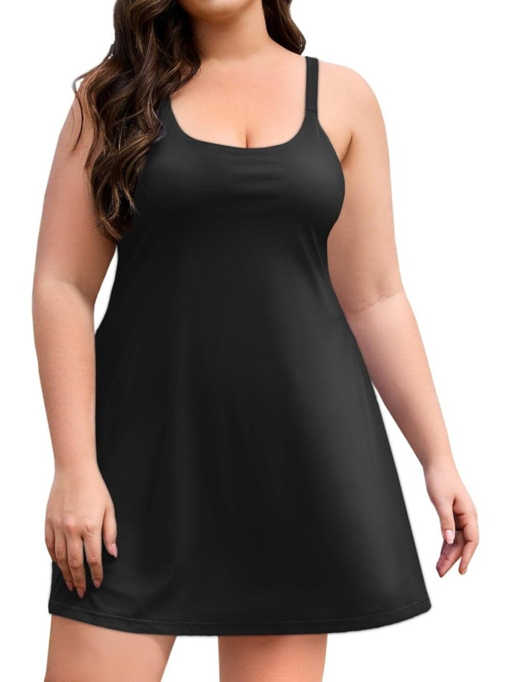 Plus Size Women's Athletic Tennis Dress with Built-in Bra & Shorts - Golf Ready!